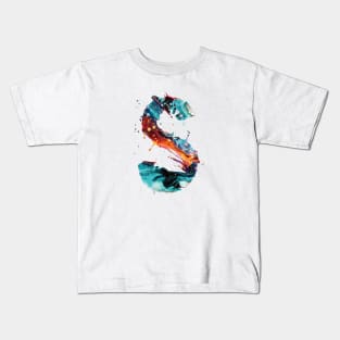 Colorful Painted Initial Letter S Kids T-Shirt